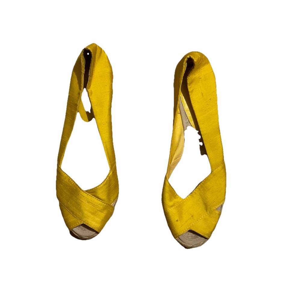 LRL Ralph Lauren Cecilia Sz 7.5 Shantung Silk Espadrille Wedge Peep Toe Sandals